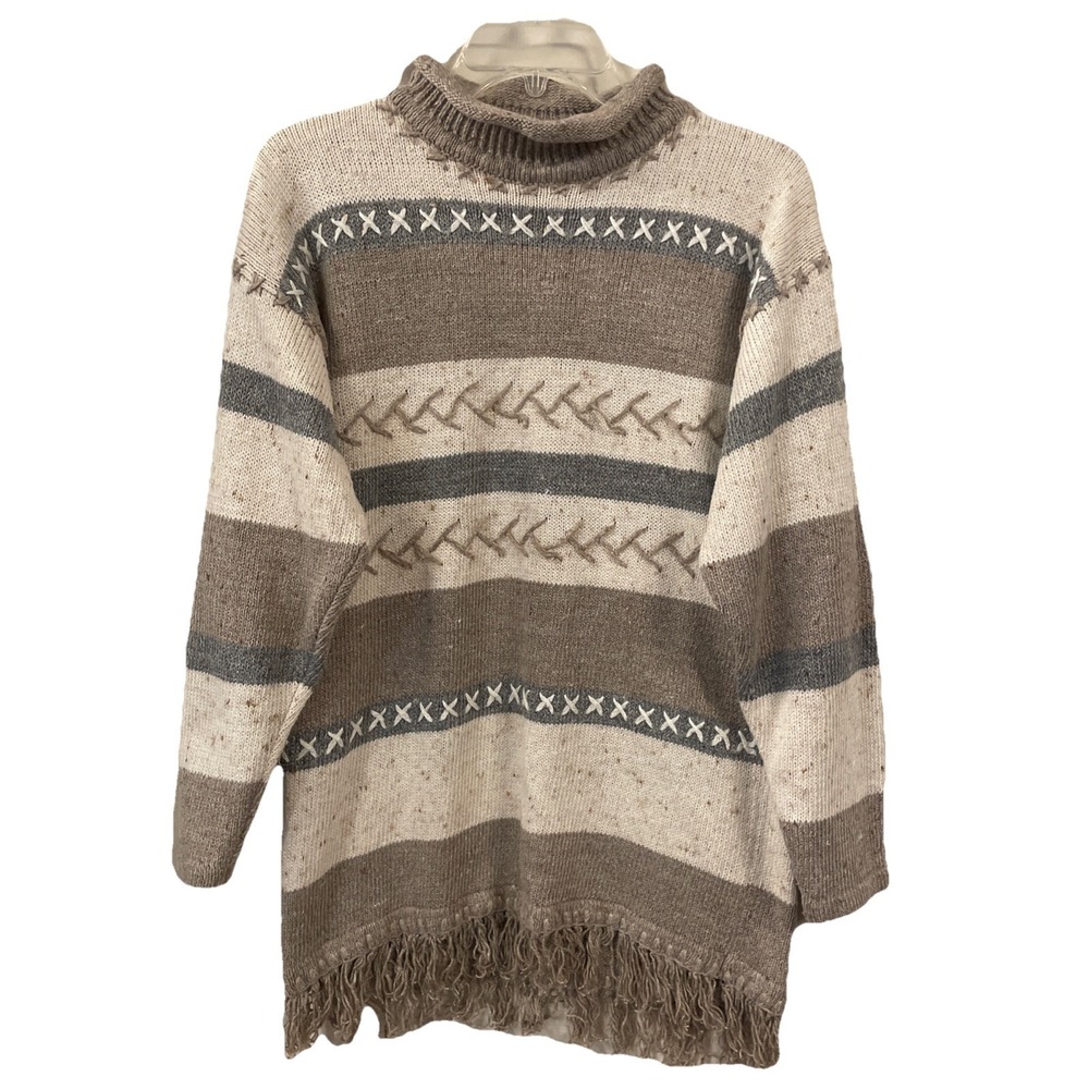 Cristina Women's‎ Size Small Striped Fringed Pullover Vintage Sweater Bohemian